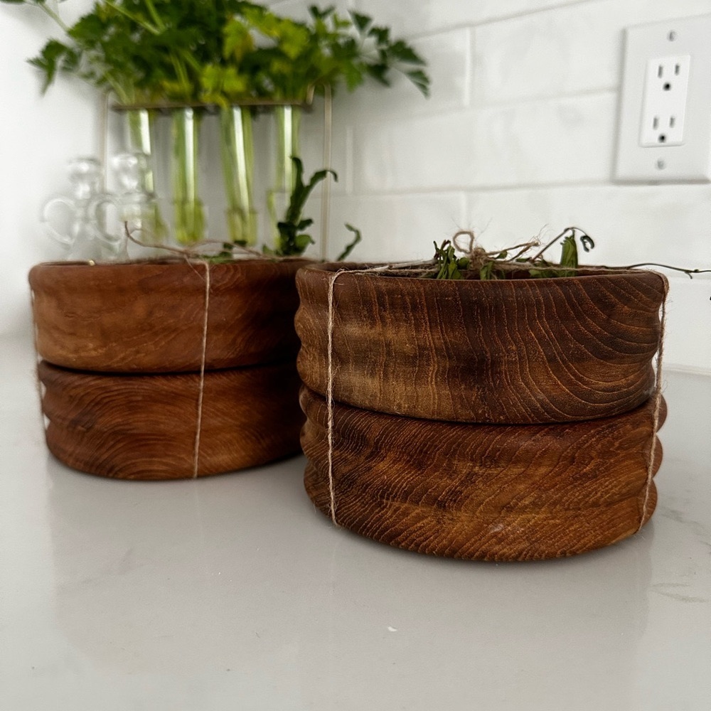 SOLD!!! Hand Crafted Teak Wood Bowls Set of 4
